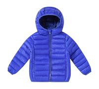 Chaqueta Acolchada térmica Ligera para niños, Abrigos de Invierno aislantes, para Clima frío, con un Ajuste cómodo, Capucha Plegable, Costuras horizontales, para niño y niña, Paseos Diarios.