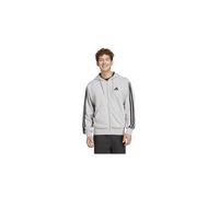 adidas Uomo Essential Three Stripes French Terry Fullzip Hoodie, Medium Grey Heather/Black, XL
