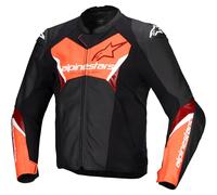Alpinestars Chaqueta de cuero Faster V3 Negro/Rojo Neón Hombre Talla 58