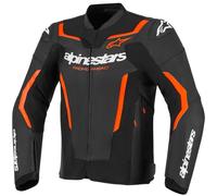 Alpinestars GP Force V2 Chaqueta de cuero para motocicleta, negro/neón rojo, Talla 50