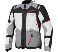 Alpinestars Andes V4 Drystar Chaqueta textil impermeable para motocicleta, gris/rojo, Talla M