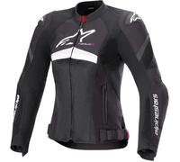 Alpinestars Stella T-GP Plus R V4 Airflow Chaqueta textil de moto para mujer, Negro/Blanco, Talla M