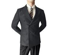 Chaqueta Americana De Vestir Hombre, Traje de Lino Masculino Elegante Doble Botonadura Conjunto Informal Ajustado para Bodas y Eventos de Playa