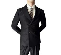 Chaqueta Americana De Vestir Hombre, Traje de Lino Masculino Elegante Doble Botonadura Conjunto Informal Ajustado para Bodas y Eventos de Playa