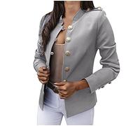 Chaqueta Americana Mujer- Chaqueta Mujer Verano Talla Grande- con Solapa Corte Regular Boda Monocromática Casual Suelto Blazer Ajuste Favorecedor Ligero Color Sólido Retro Cóctel Chaquetas Top