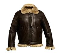 Chaqueta Aviador para Hombre, Fuerza Piloto Aérea Abrigo Solapa Chaquetas Cuero, Invierno Caliente Outwear con Cremallera Completa (Color : Khaki, Size : XL)