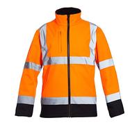 Chaqueta Blackrock Hi Vis Naranja y Negra Soft Shell, Hombre y Mujer, Cálida, Cortaviento y Resistente al Agua, Reflectante de Alta Visibilidad, Totalmente Certificada EN