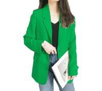 Chaqueta blazer casual de manga larga para mujer, ajuste delgado, traje de oficina, abrigo de color sólido, cuello de muesca, ropa de trabajo para viajes, vacaciones, fiestas, blanco, caqui, rosa (2XL