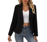 Chaqueta Blazer Mujer de Color Liso, Americana Casual de Manga Larga con un Botón, Chaqueta de Traje Elegante y Versátil para Oficina, Diario y Ocio