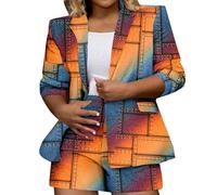 Chaqueta Blazer Mujer Estampada, Americana Casual con Cuello Solapa y Manga Larga, Chaqueta de Traje Moderna para Oficina, Ocio y Calle
