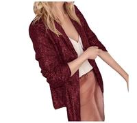 Chaqueta Blazer Mujer Lentejuelas Casual, Americana de Color Liso con Cuello Solapa y Manga Larga, Chaqueta de Traje para Oficina, Trabajo y Diario