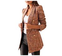 Chaqueta blazer para mujer, elegante, corta, de lana, primavera, cárdigan de manga larga, solapa de un solo color, chaqueta de oficina, abrigo, trajes, bolero, con botones, abrigo militar, chaqueta de