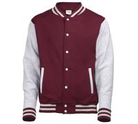 Chaqueta bómber Awdis, estilo béisbol, color burdeos y gris, talla L