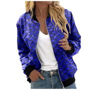 Chaqueta bomber brillante para mujer con patrón de escamas, manga larga, cremallera, escamas de pescado, informal, ropa de calle, elegante, para carnaval, disfraz, fiesta, fiesta, bolero, O azul., XL