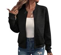 Chaqueta bomber corta para mujer, chaqueta informal de manga larga, chaqueta universitaria, ligera, elegante, chaqueta de aviador, monocolor, cómoda, chaqueta de piloto, chaqueta de entretiempo con