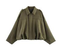 Chaqueta bomber de ante sintética para mujer, de gran tamaño, con sensación de cuero, estilo piloto, mangas largas, ropa casual de calle para la temporada de primavera y otoño, verde, S