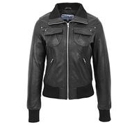 Chaqueta bomber de cuero real para mujer Slim Fit Blouson Lema