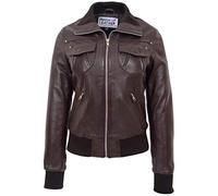 Chaqueta bomber de cuero real para mujer Slim Fit Blouson Lema