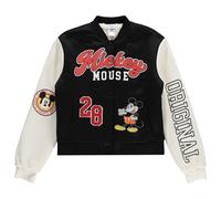 Chaqueta bomber de Mickey Mouse para mujer, chaqueta bomber clásica de Mickey Mouse auténtica, Marfil negro, Medium