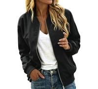 Chaqueta bomber genérica ligera casual con cremallera para mujer con cremallera y abrigo ligero a prueba de viento clásico con bolsillos para primavera y otoño Cardigan Casual