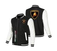 Chaqueta Bomber Hombre Lam -bo.RGhi. ni, Cazadora Deportiva Ligera de Botones a Presión, Chaqueta Hombre para Exteriores, Finas(Black-White,XXL)