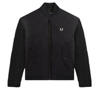 Chaqueta bomber negra con mangas de punto trenzado de Fred Perry