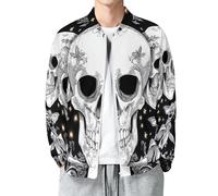 Chaqueta Bomber Otoñal para Hombre, Diseño Misterio Cráneo, Chaqueta Acolchada, Ajustada y con un Ajuste óptimo, Chaquetas Casual Negro, Tallas S - 5XL