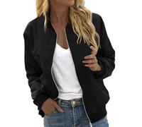 Chaqueta bomber para mujer, chaqueta corta, informal, chaqueta de piloto, manga larga, con cremallera, chaqueta ligera, elegante, chaqueta de entretiempo, chaqueta de aviador, Nº 1, L