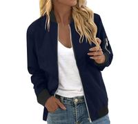Chaqueta bomber para mujer, chaqueta corta ligera con cremallera, chaqueta de manga larga, chaqueta universitaria, elegante, floral, informal, fina, chaqueta de bombardero, abrigo corto, chaqueta de