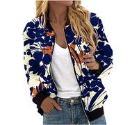 Chaqueta bomber para mujer, chaqueta de primavera con estampado de flores, chaqueta ligera de verano, cremallera corta, chaqueta piloto, chaqueta blusón, manga larga delgada, chaqueta de entretiempo