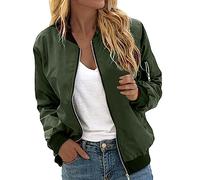 Chaqueta bomber para mujer, corta, informal, chaqueta de piloto, manga larga, con cremallera, capa ligera, chaqueta de primavera, chaqueta fina, chaqueta de entretiempo, cárdigan de tiempo libre,