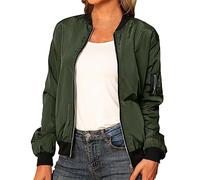 Chaqueta Bomber para Mujer Corto Blouson Casual Piloto Manga Larga Abrigo Ligero Cremallera Sólido Sudadera, Manga Larga cremalleras Cazadora Moda casual Abrigo