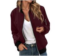 Chaqueta Bomber para Mujer,Corto Blouson Casual Piloto Manga Larga Abrigo Ligero Cremallera Sólido Sudadera