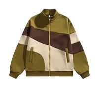 Chaqueta brillante Tiempo libre con Cárdigan Shaker Color Block para hombre Otoño e Invierno Peluca, Dark Verde, XXL