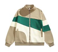 Chaqueta brillante Tiempo libre con Cárdigan Shaker Color Block para hombre Otoño e Invierno Peluca, Caqui., XXXXL