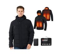 Chaqueta Calefactable Adecuado Para Hombres y Mujeres,Chaqueta Calefactable con Capucha Impermeables para Trabajo al Aire Libre Esquí Montar Motocicleta (XXL, Negro)