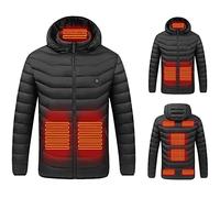 Chaqueta Calefactable Hombre Mujer,Mis Pedidos Talla Grande Chaqueta Calentador con Capucha Chaqueta Acolchada Cálida con 9 Zonas de Calentamiento Chaqueta de Invierno para Actividades Al Aire Libre