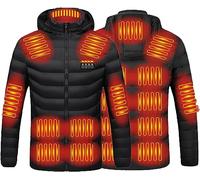 Chaqueta Calefactable Hombre Mujer, USB 19 Zonas de Calefacción Eléctrico Abrigos con Capucha Térmicos, Chaleco Cálido Calefactor, Ropa Plumón De Abrigo De Invierno (Color : Black, Size : 5XL)