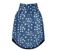 Chaqueta cálida para perros, resistente al viento, con cinturón de seguridad, con cremallera, overol de cuatro patas, abrigo de invierno para clima frío, patrón de estrellas con fondo azul marino