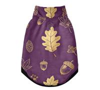 Chaqueta cálida para perros, resistente al viento, con cinturón de seguridad, con cremallera, overol de cuatro patas, abrigo de invierno para clima frío, patrón de hojas doradas y bellota