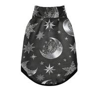 Chaqueta cálida para perros, resistente al viento, con cinturón de seguridad, con cremallera, overol de cuatro patas, abrigo de invierno para clima frío, patrón de lunas y estrellas plateadas