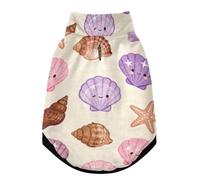 Chaqueta cálida para perros resistente al viento con cinturón de seguridad, overol de cuatro patas con cremallera, abrigo de invierno para clima frío, patrón de conchas de mar y estrellas de mar de