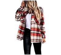 Chaqueta-camisa de manga larga para mujer, abrigo tipo cárdigan para mujer con forro polar de lana a cuadros, chaqueta-camisa de otoño e invierno 2024, L