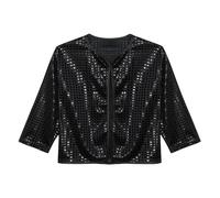 Chaqueta Cardigan Niña Chaleco para niños y niñas, cárdigan con lentejuelas, top de animadora, chaqueta sin botones y sin cremallera Chaqueta Chaqueta Chaqueta de plumas para niña, Le Noir, 5-6 Años