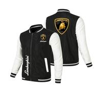 Chaqueta Casual Abrigo Lam -bo.RGhi. ni, Chaqueta Informal de Botones a Presión, Baseball Jacket para Otoño y Primavera, Finas(Black-White,4XL)