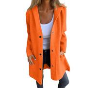 Chaqueta casual con capucha de un solo botonadura 2025, abrigo largo de un solo botonadura para mujer, gabardina larga casual, 1B-naranja, M