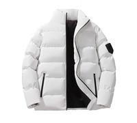 Chaqueta casual de hombre de gran tamaño de algodón liso con capucha cálida clásica plumón suave de moda engrosada acolchada gruesa cómoda funcional ligera Top otoño invierno, Color blanco., L