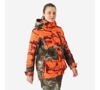 Chaqueta Caza Solognac 500 Mujer Camuflaje Flúor Silenciosa Cálida Impermeable 36