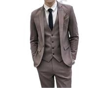 Chaqueta, chaleco y pantalones para hombre, traje de novio formal de un solo pecho, traje de 3 piezas, caqui, 4XL