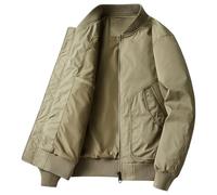 Chaqueta Chandal Hombre Abrigo - Chaqueta Ligera Informal De Cuello Alto Abrigo De Béisbol De Vuelo Corto para Otoño (Khaki M)